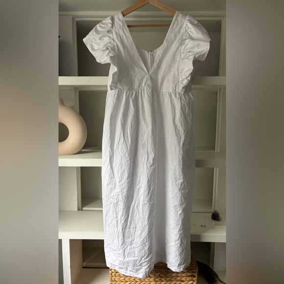 NWT** Maeve Flutter Sleeve Babydoll Dress White Size Medium Anthropologie - Picture 4 of 9